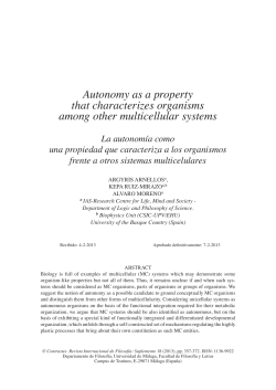 Autonomy as a property that characterizes organisms among other