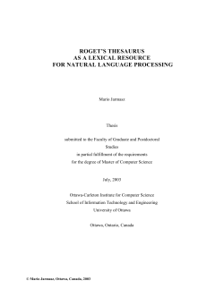 roget`s thesaurus as a lexical resource for