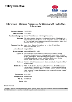 Interpreters - Standard Procedures for Working with Health Care