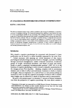AN ANALOGICAL FRAMEWORK FOR LITERARY