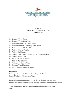 2016-17 Grades 6th - 8th School Supplies list