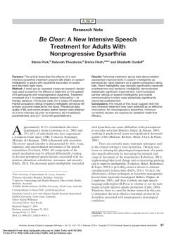 Be Clear: A New Intensive Speech Treatment for