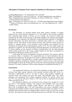 Adsorption of Organics from Aqueous Solutions on