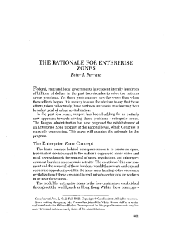 The Rationale For Enterprise Zones