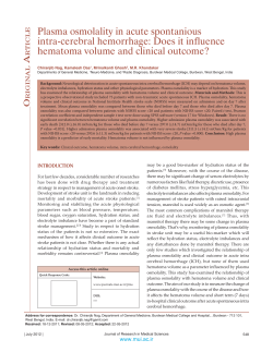 Plasma osmolality in acute spontanious intra