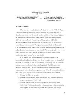 CMO Provision for Late Manifestation of Damage