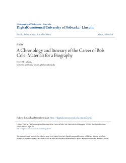 A Chronology and Itinerary of the Career of Bob Cole: Materials for a