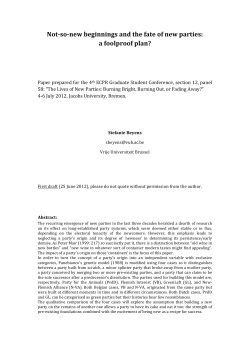 Not-so-new Beginnings and the fate of new Parties: A foolproof plan?