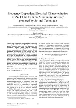 Frequency Dependant Electrical Characterization of ZnO Thin Film