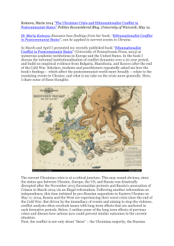 Koinova, Maria 2014 &ldquo;The Ukrainian Crisis and Ethnonationalist