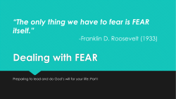 Dealing with FEAR - New Life Assembly of God