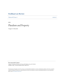 Pluralism and Property - FLASH: The Fordham Law Archive of