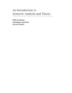 An Introduction to Syntactic Analysis and Theory