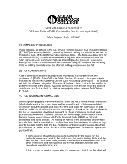 INFORMAL BIDDING PROCEDURES California Uniform Public