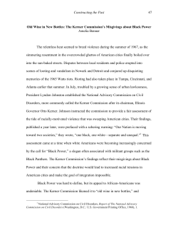The Kerner Commission`s Misgivings about Black Power Amelia