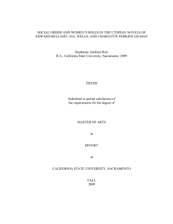 SOCIAL ORDER AND WOMEN`S ROLES IN THE UTOPIAN