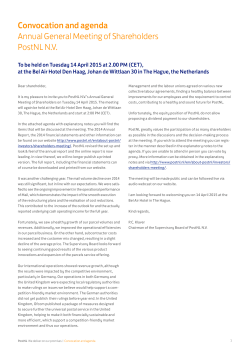 Convocation and agenda Annual General Meeting of Shareholders