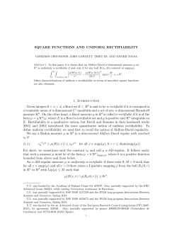 SQUARE FUNCTIONS AND UNIFORM RECTIFIABILITY 1