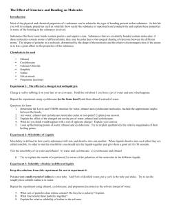 Lab - Effect of structure and bonding on molecules