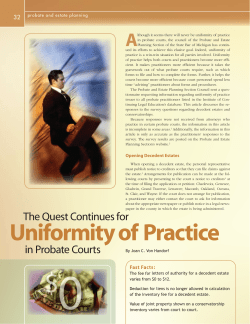 The Quest Continues for Uniformity of Practice in Probate Courts