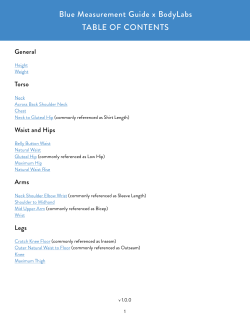 Blue Measurement Guide x BodyLabs TABLE OF CONTENTS