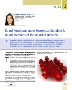 Board procedures under Secretarial Standard for Meetings of