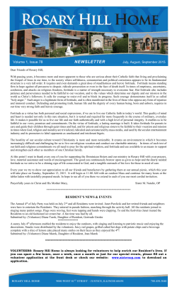 Newsletter July, August, September 2015