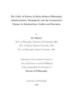 The Unity of Science in Early-Modern Philosophy - D