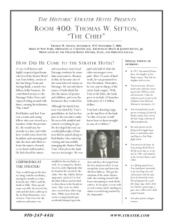 room 400: thomas w. sefton, &ldquo;the chief&rdquo;