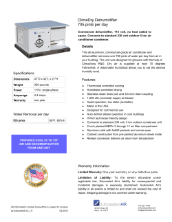 ClimaDry Dehumidifier 705 pints per day
