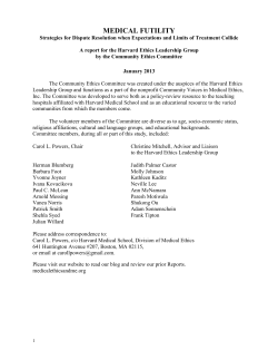 COMMUNITY ETHICS COMMITTEE REPORT to the