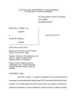 2D12-1871 / Lindsey v. State - Second District Court of Appeal