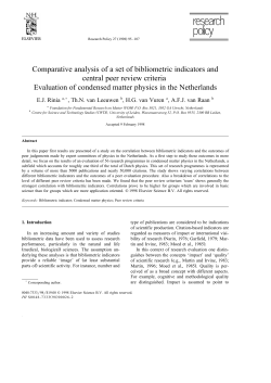 Comparative analysis of a set of bibliometric indicators and