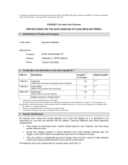 INSTRUCTIONS FOR THE SAFE HANDLING OF LEADACID