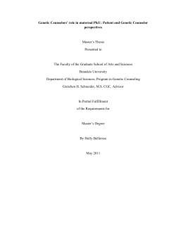 Genetic Counselors` role in maternal PKU: Patient and