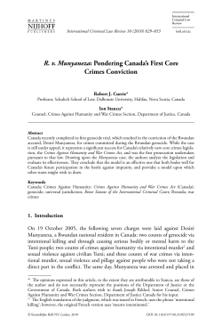 R. v. Munyaneza: Pondering Canada`s First Core