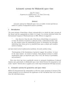 Axiomatic systems for Minkowski spaceBtime John W. Schutz