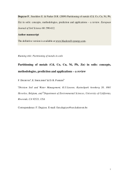 Partitioning of metals (Cd, Co, Cu, Ni, Pb, Zn) in soils