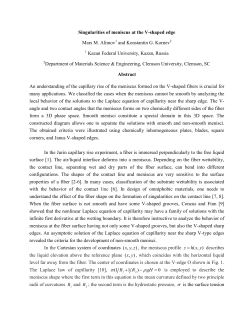 Singularities of meniscus at the V-shaped edge