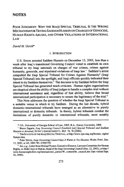 Poor Judgment: Why the Iraqi Special Tribunal is the Wrong