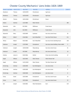 Owners Index - Chester County, PA