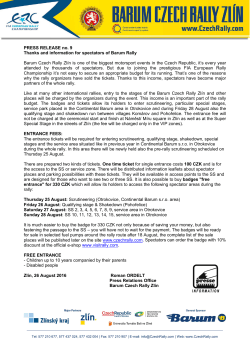 PR No. 9 - Thanks and information for spectators of Barum Rally