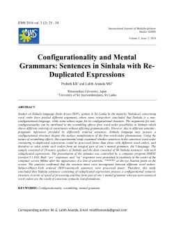 Configurationality and Mental Grammars: Sentences in Sinhala with