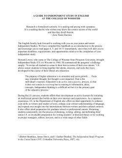 A GUIDE TO INDEPENDENT STUDY IN ENGLISH AT THE