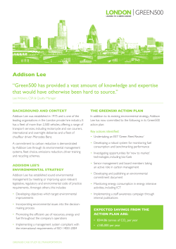 Addison Lee &ldquo;Green500 has provided a vast amount of knowledge