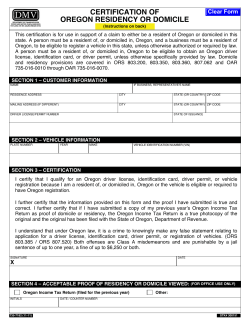 certification of oregon residency or domicile