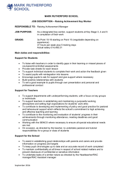 Raising Achievement Key Worker RESPONSIBLE TO