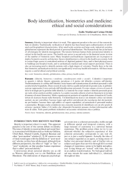 Body identification, biometrics and medicine