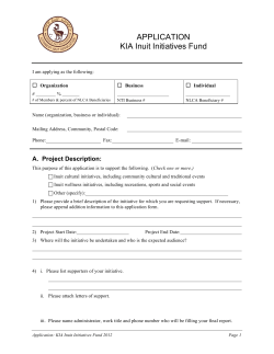 APPLICATION KIA Inuit Initiatives Fund