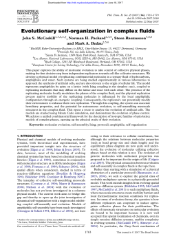 Evolutionary self-organization in complex fluids